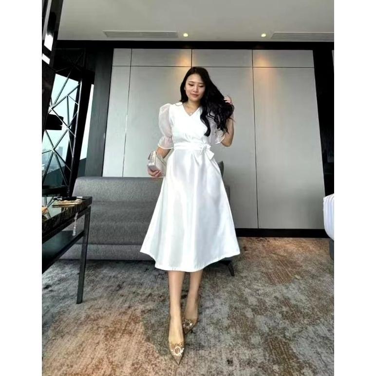 PREMIUM DRESS SATIN BRIDAL PREMIUM DRESS PESTA NATAL TAHUN BARU DRESS JUMBO LD 130