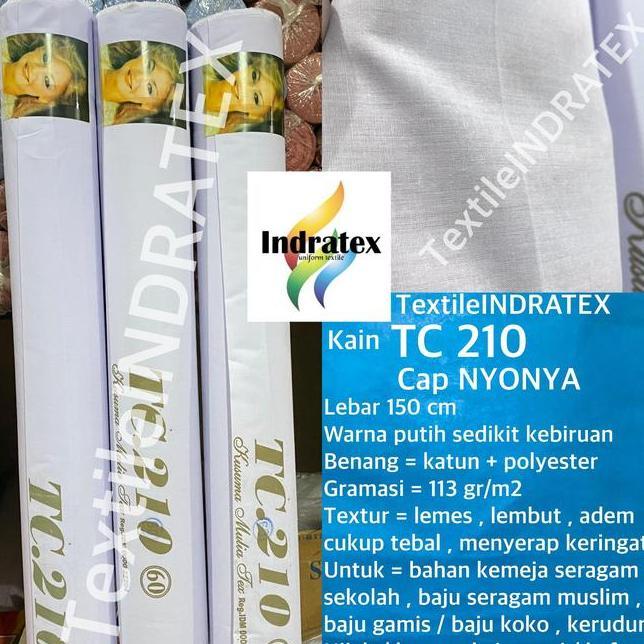 Per 1 Roll Kain Katun Putih Polos Tc 210 Nyonya Gulung Lebar 150 Cm Isi 54 Meter Bahan Atasan Baju H
