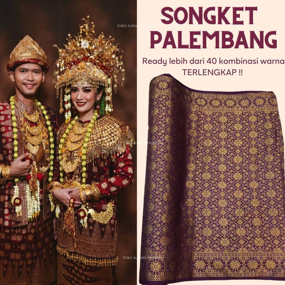 Awet Songket Palembang Kombinasi Emas, Bahan Songket, Kain Songket, Songket Sage, Kain Songket Meter