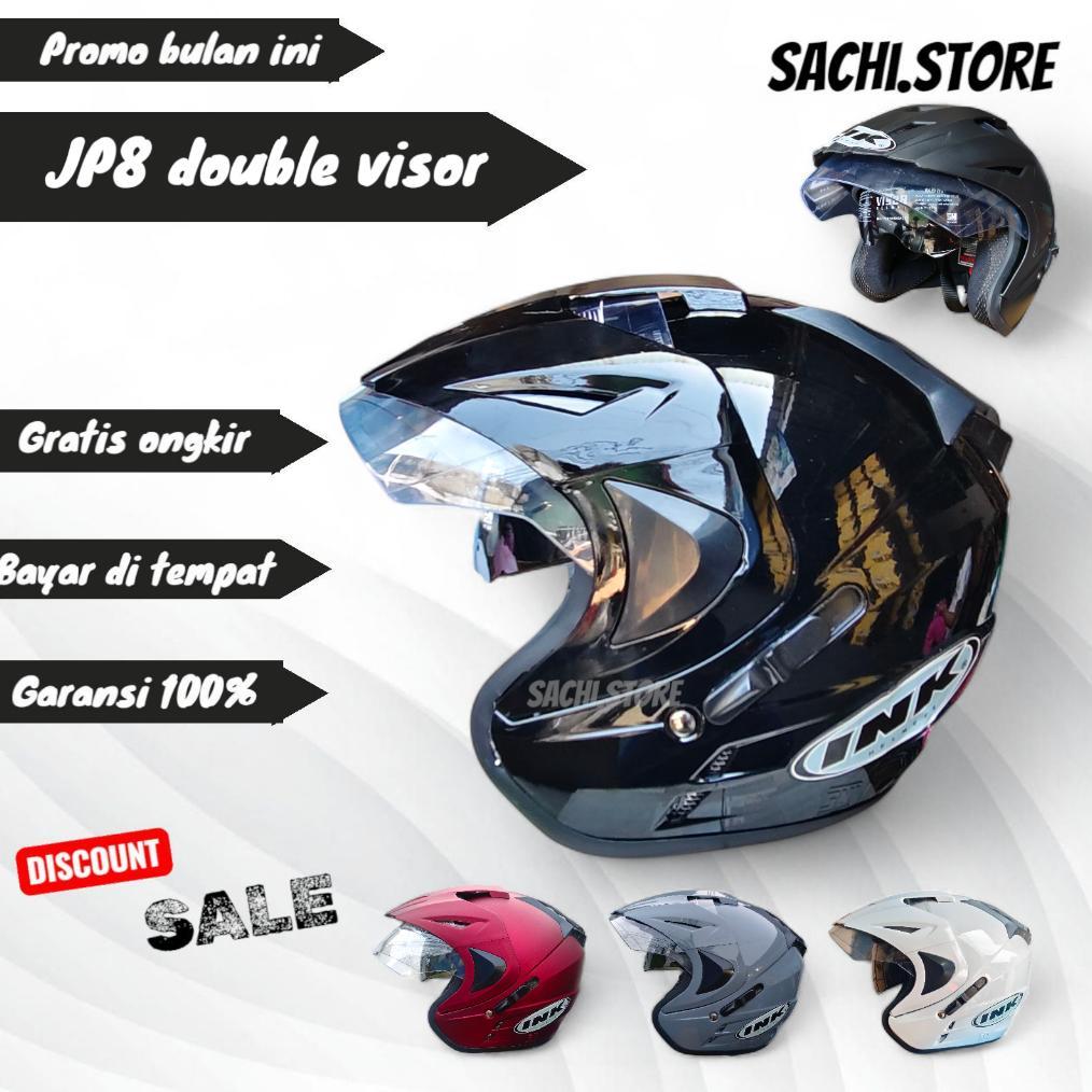 HOT SALE HELM INK DOUBLE VISOR JP8 HELM SNI FREE STICKER / Helm jp8 Double Visor ( BUKAN INK ORI )