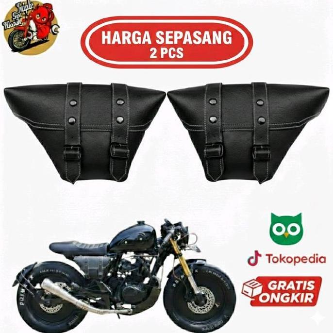 Tas motor klasik / side bag / cover aki japstyle chopper cb100 moge