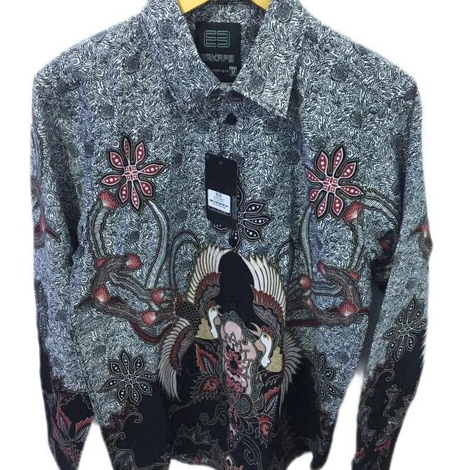 Kemeja Batik Pria Erkape Lengan Panjang Motif Random Bahan Katun Casual Kerja - Baju Jalan Regular -