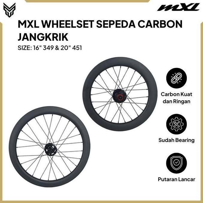 MXL Wheelset Sepeda 16" 349 & 20" 451 Carbon Velg Roda Set Bike