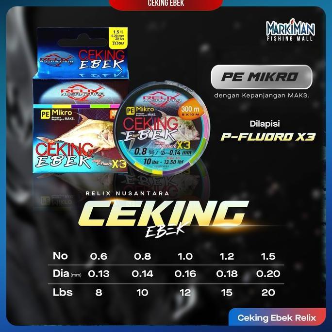 TERMURAH - Senar PE Ceking Ebek X3 Relix Nusantara Multicolor 300 Meter | Benang PE Senar Pancing 0.