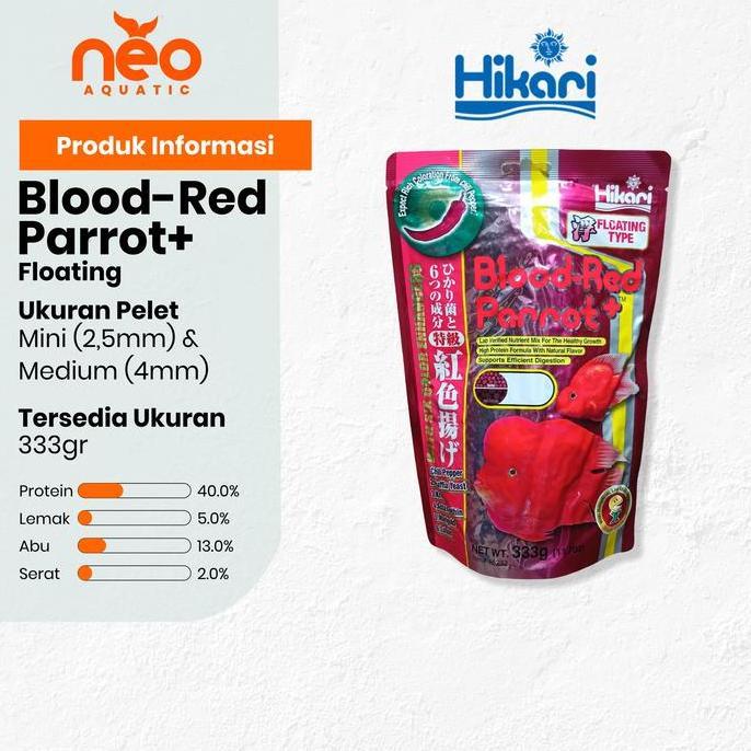 TERBARU - HIKARI Blood Red Parrot Plus Pakan Ikan Hias Air Tawar, Louhan, & Chiclid Floating/Mengapu