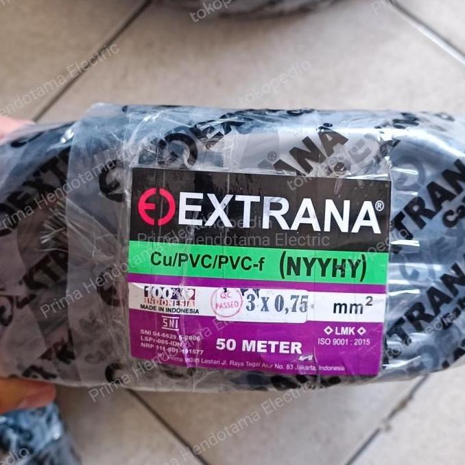 TERBARU - Kabel NYYHY 3x0,75mm Extrana | Kabel Serabut NYYHY 3x0.75mm 50 Meter