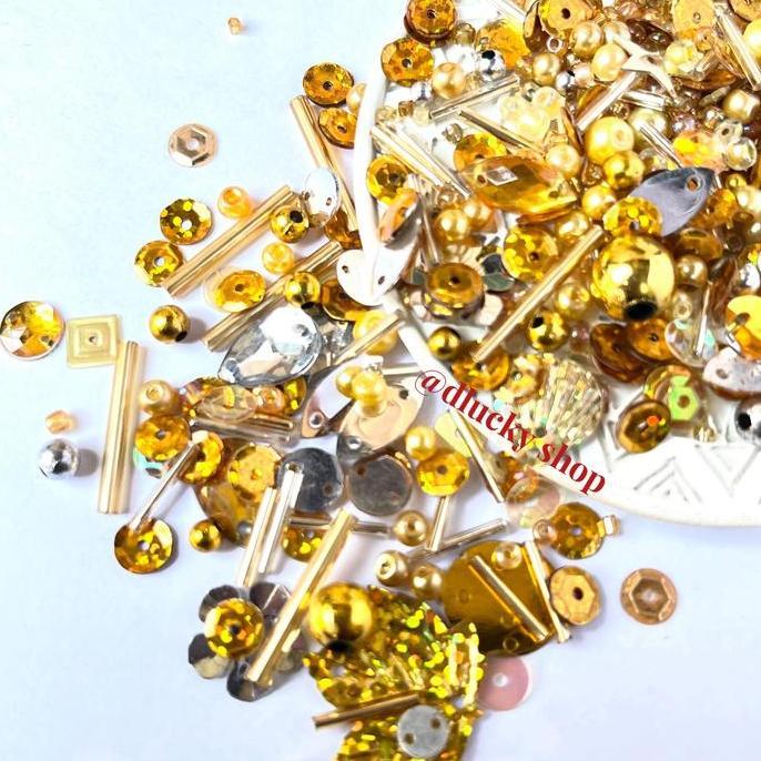 Payet Manik Aneka Motif Tabur Jahit Murah Lengkap Per 25 Gram Asli Benang Lem Untuk Kalung Gelang An