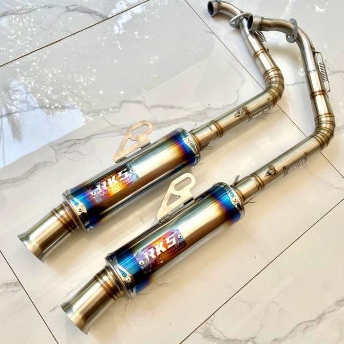 Knalpot SALEMBA BLUE SERIES Scoopy new Genio original RKS RACING EXHAUST TITAN leher ceklis PNP Vari