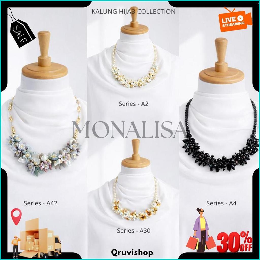 Kalung Hijab | Aksesoris Kalung Wanita | Kalung Mutiara Kristal | Kalung Pesta Harga Kaki Lima