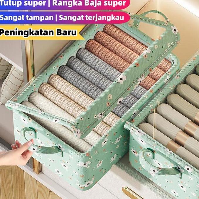 TERLARIS PENINGKATAN BARU STORAGE BOX RANGKA BAJA TUTUP SUPER STORAGE BOX ORGANIZER TAHAN DEBU DAN K