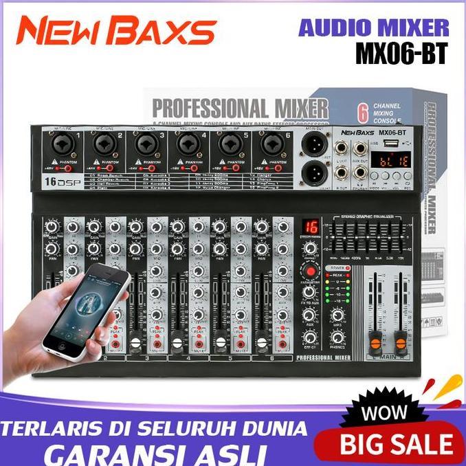 NEW BAXS MX06BT Mixer audio 6 channel murah Audio Mixer with equalizer Profesional  4-channel EQ 16D