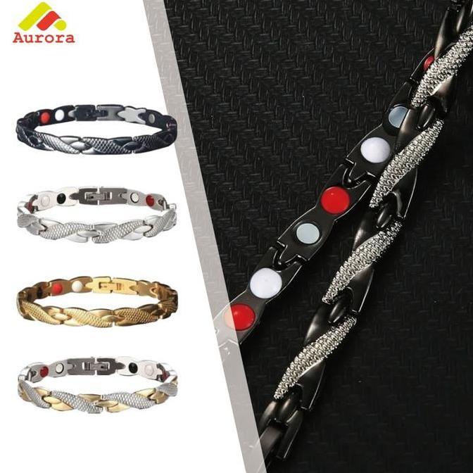 JIDZRUN Gelang Kesehatan Terapi Magnetik Paduan Seng Motif Naga Untuk Pria Dan Wanita Fashion Perhia
