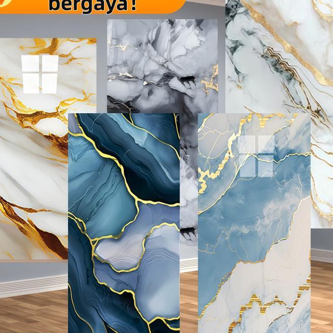 Wallpaper Dinding Stiker Vinyl Lantai Marble Granit  Keramik Anti Air 30X60Cm(10/20 Lembar)- Kamar M