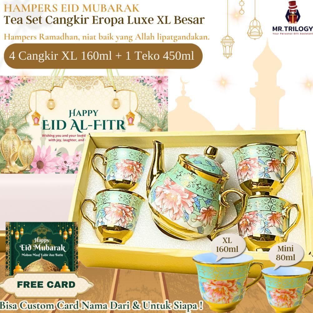 CUCI GUDANG HAMPERS LEBARAN HARI RAYA IDUL FITRI EID MUBARAK HAMPERS GELAS XL CANGKIR KERAMIK SET / 