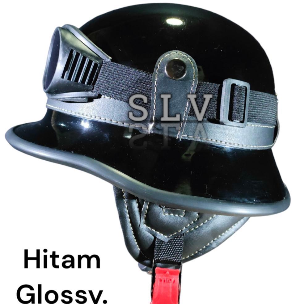 Helm Retro Nazi Helm Club Milenial Cat Glossy Premium Variasi Helm Saja/Kacamata Chip/Goggles Ski