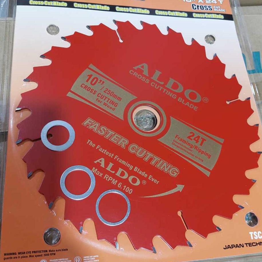 Gergaji Tanduk Cross Cut Aldo 10" Mata Potong Framing Circular Table Saw 10 Inch 24T Fast Cutting