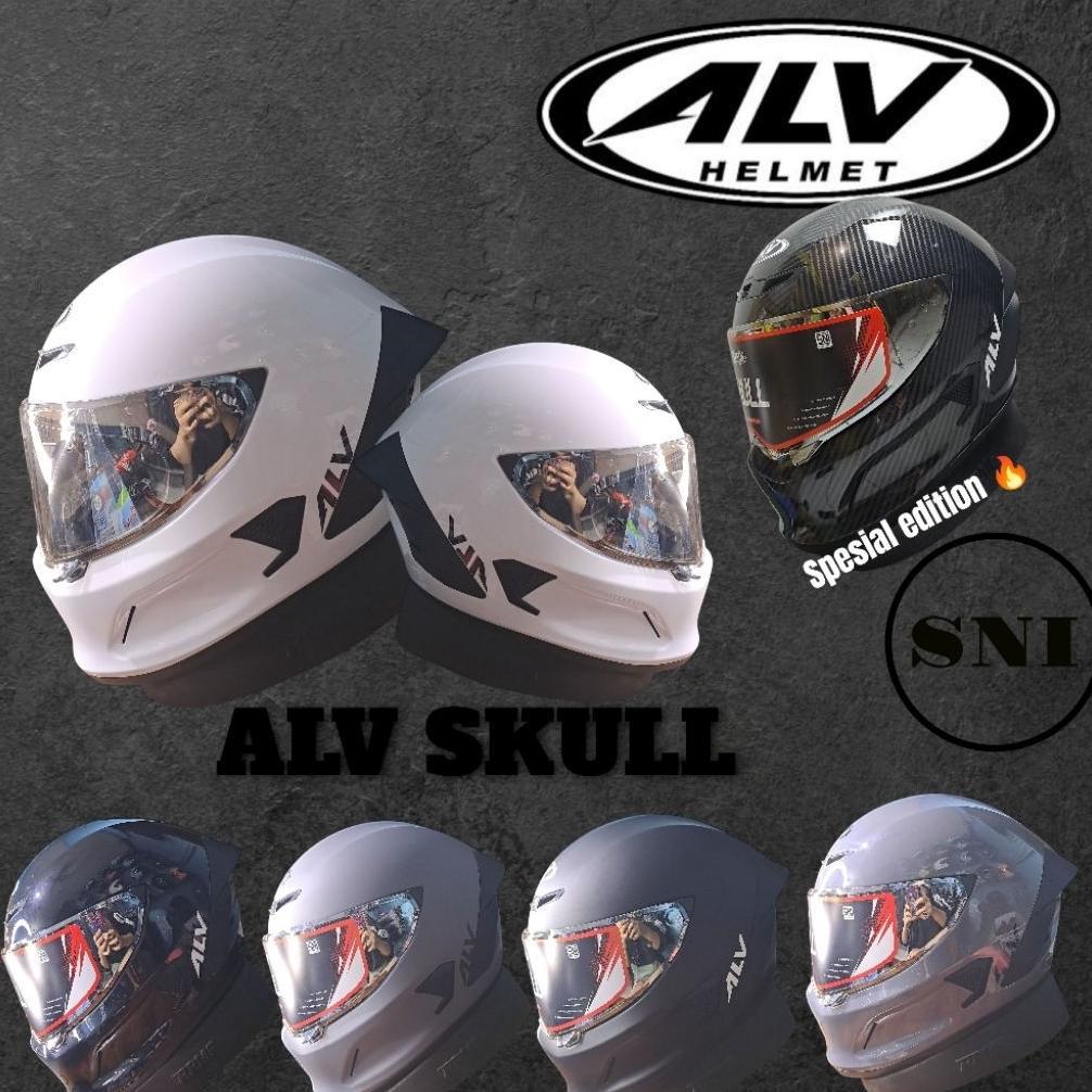 Helm Alv Skull Solid |Helm Full Face Single Visor| Sni
