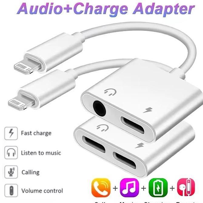 2-in-1 OTG Headphones Adapter for IOS To 3.5mm Charging Jack Audio AUX Cable for IPhone 11 12 13 14 