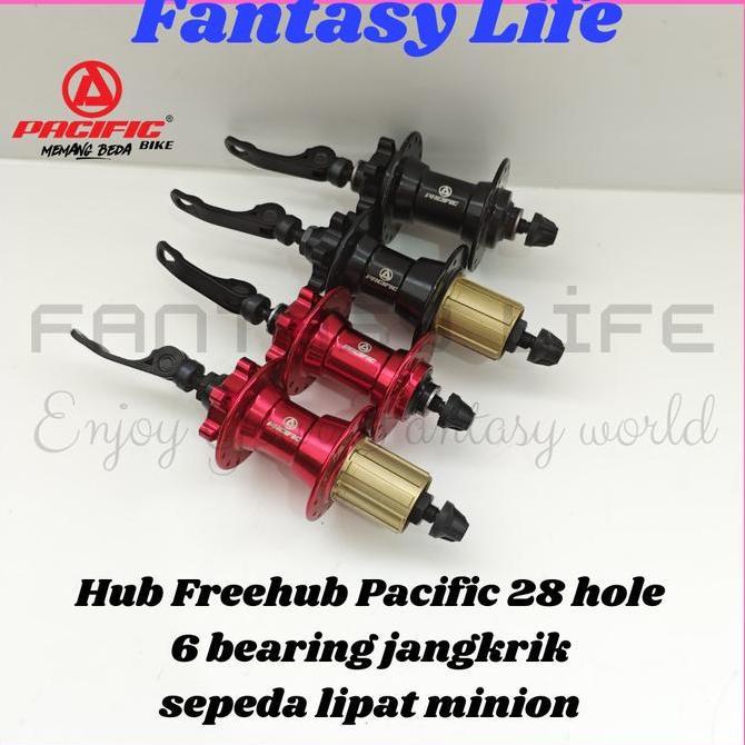 Fantasy Hub freehub PACIFIC model cassate 28 hole jangkrik depan 2 bearing belakang 4 bearing sepeda
