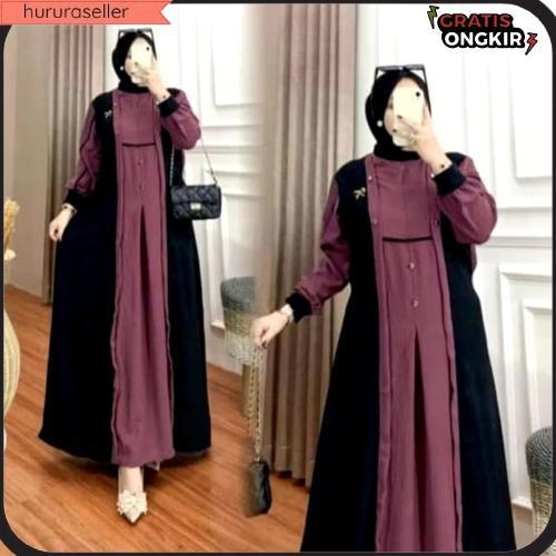 Gamis Syari Medina Crinkle Airflow - Gamis Putih Dewasa Umroh Dan Haji - Gamis Mewah Lebaran Busui K