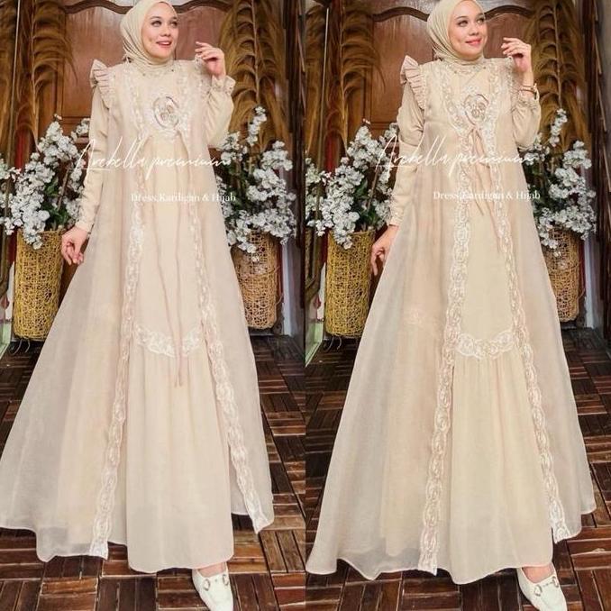 ISABELLA GAMIS PESTA  Set Hijab Dress Lebaran Kondangan Mewah
