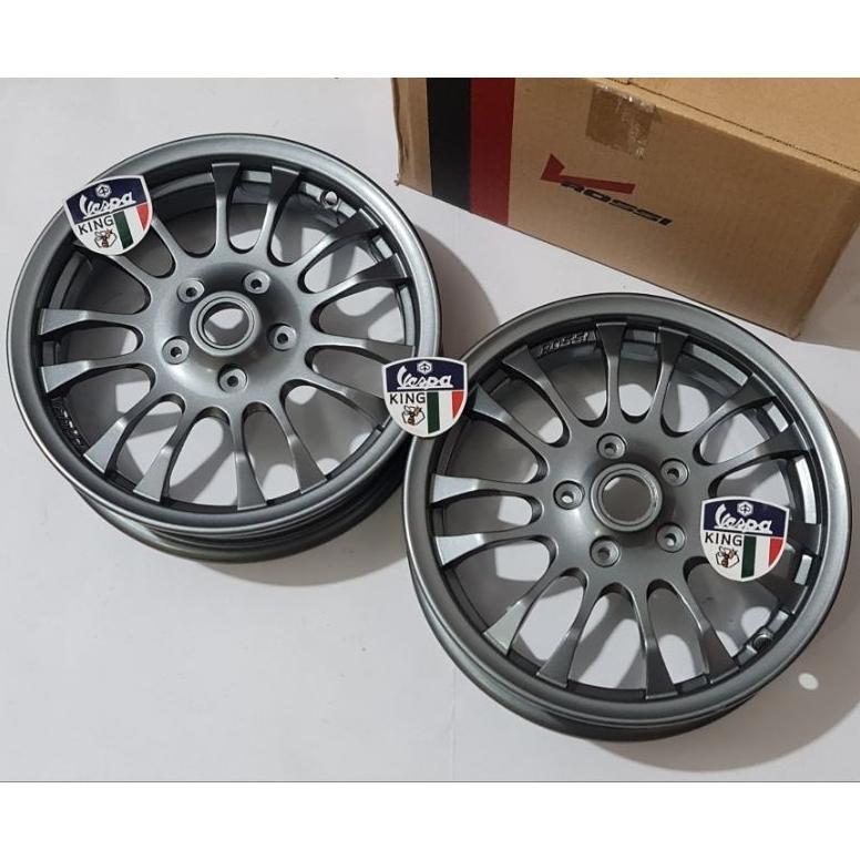 Velg Vrossi Vespa ring 12 Front + Front Vespa klasik ring 12 Vrossi Tuscan Gun metal Vadanium silver