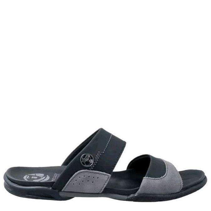 pakalolo boost - sandal kulit pria casual slider messi 03 black sandal cowok buat lebaran