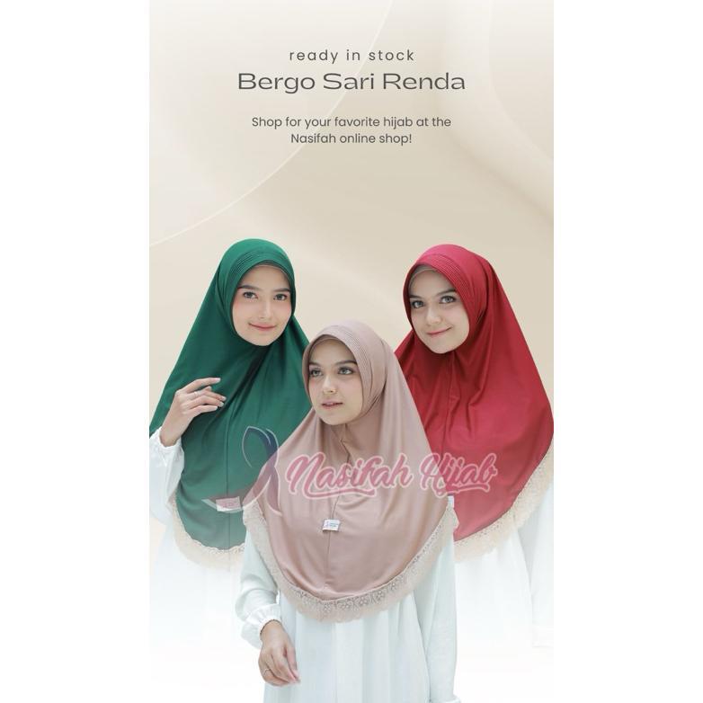 Nasifah Hijab - Sari Renda Jilbab Instan Renda Bahan Jersey Hijab Insatn Pet Antem Bergo Renda Cokla