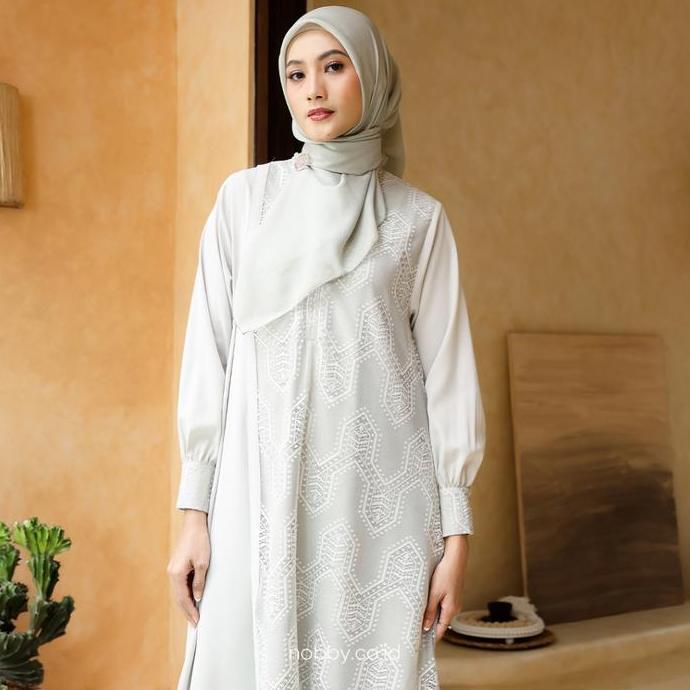 Nobby Sukha Dress Gamis Muslim Wanita A Zipper Depan Bahan Lace & Poly