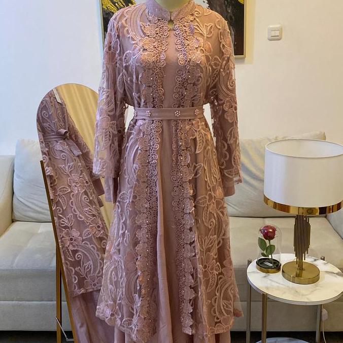 Gamis yuna delfia T015 brokat mewah Muslim Dress Wanita Pesta Lebaran Maxi Dewasa