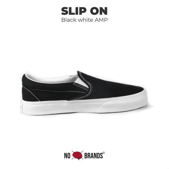 SEPATU NOBRANDS FOOTWEAR SLIP ON SELOP MASIH POLOS SLOP BLACK WHITE HITAM PUTIH LOCAL PRIDE SNEAKERS