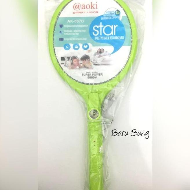 Raket Nyamuk Cas Kabel Aoki 887B Raket Nyamuk Senter