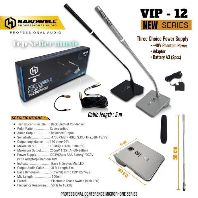 Vocale- Mic Meja Podium Hardwell Vip12 Kabel Mic Hardwell Garansi