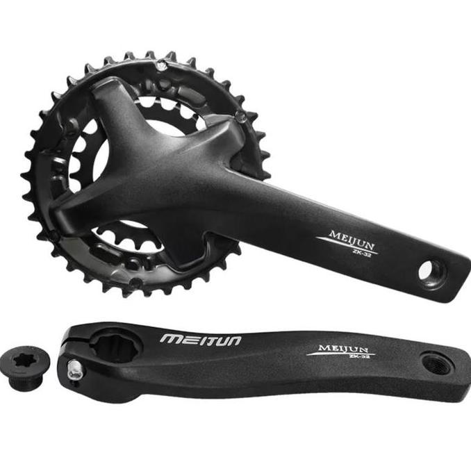 Meijun Crankset Doubel Chainring Crank Arm HT2 Sepeda MTB Road