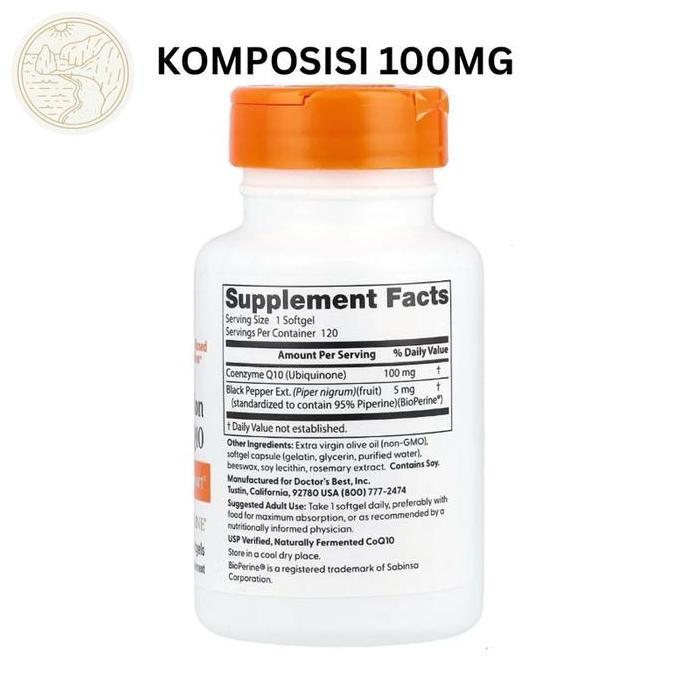 Doctor'S Best High Absorption Coq10 100Mg 200Mg 300Mg Veggie Softgels With Bioperine Terbaru 
