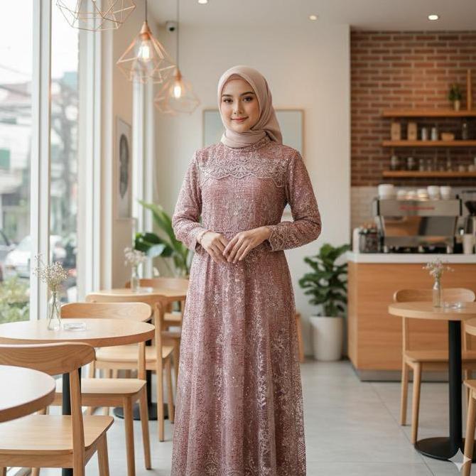 Mahesa Gamis Kondangan Bahan Tille Bordir