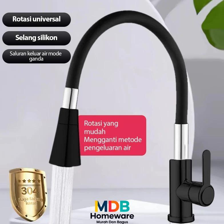 Kran Angsa Flexible Karet Hitam Keran Cuci Piring Kran Dapur Kran Wastafel Kran Angsa Flexible Karet