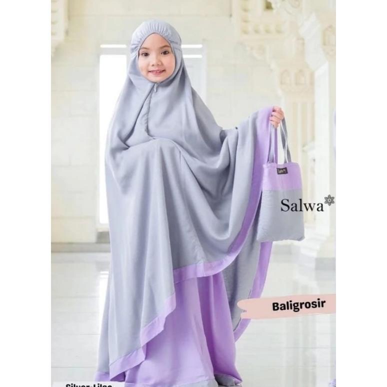 ORIGINAL MUKENA ANAK TANGGUNG KOMBINASI JUMBO TAZBIYA SALWA GRATIS TAS CANTIK