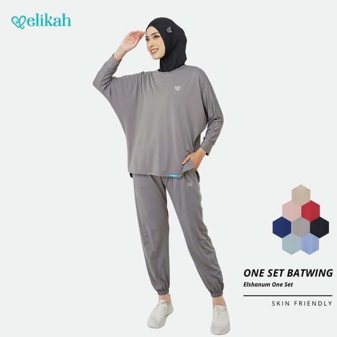 [TERBARU] ELIKAH ONE SET Baju Olahraga Wanita Muslim ELSANUM Sport Polynilon