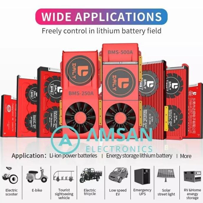 DALY BMS Li-Ion 3S 4S 7S 8S 20S 12V 24V 48V 60V 72V 50A 100A 60A 80A