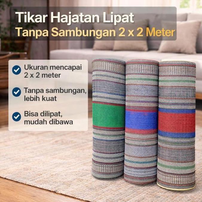 BIG SALE - Tikar Hajatan Lipat Tanpa Sambungan 2x2 Meter Tikar Tenun Plastik Tebal Tikar Piknik Camp