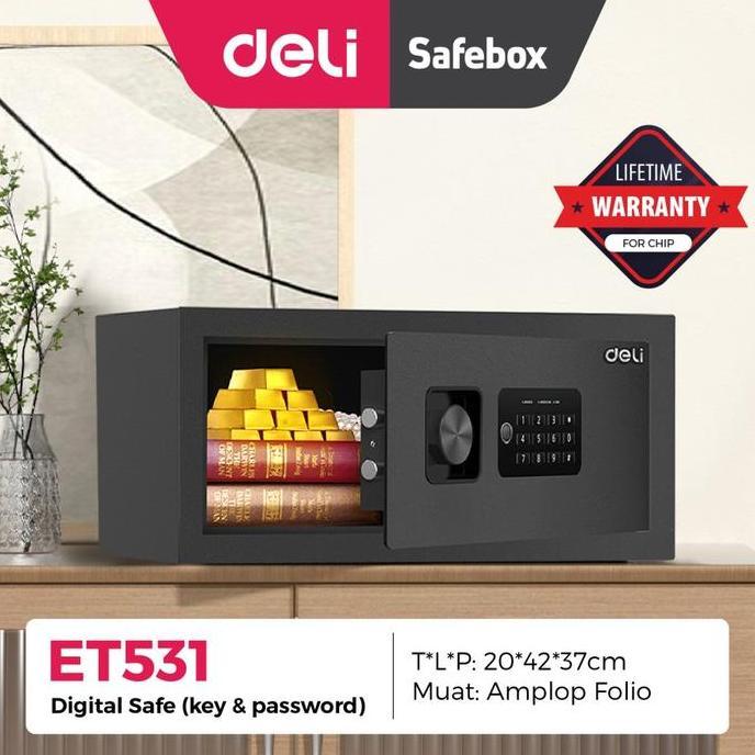 Deli Safe Box - Brankas Digital ET531 brankas dokumen brankas uang Black