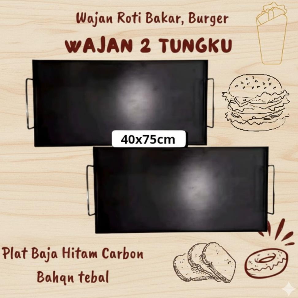 Wajan Roti Bakar 2 Tungku / Roti John / Wajan Panggang Barbeque / Wajan Anti Lengket Jumbo Termurah 
