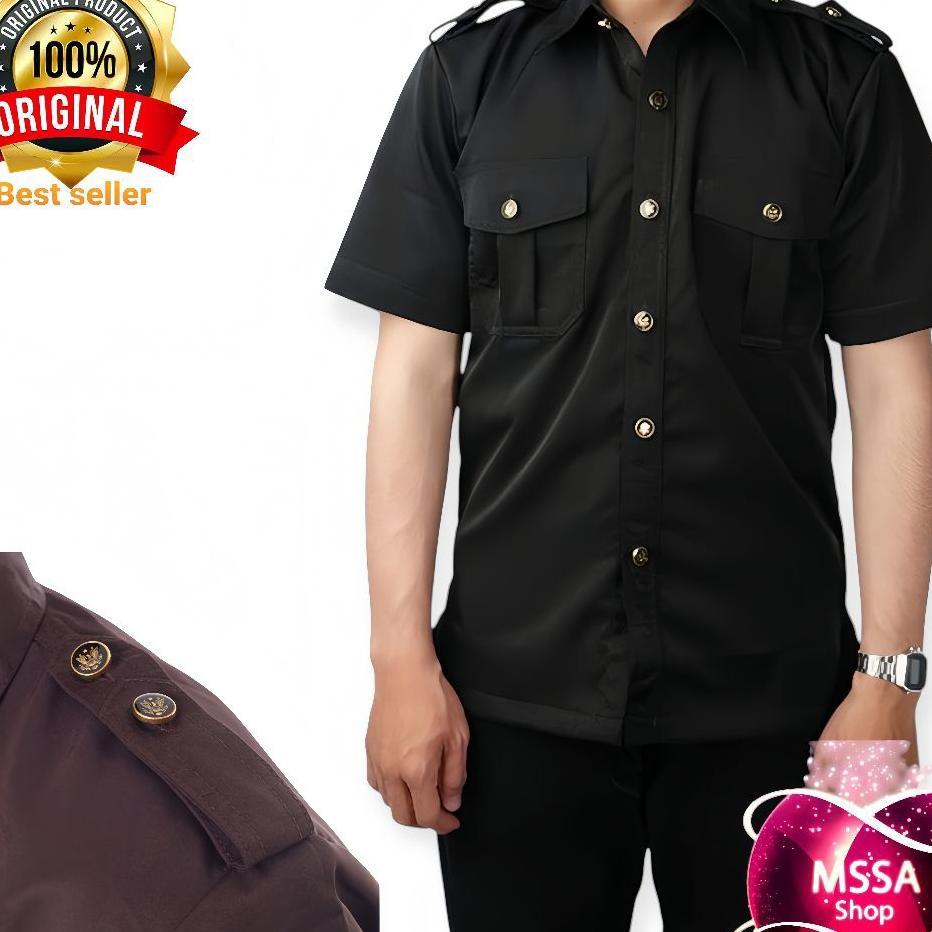 1 Stel Seragam Safari Warna Hitam Baju Safari Sopir Driver Setelan Safari Security Seragam Satpam Ba
