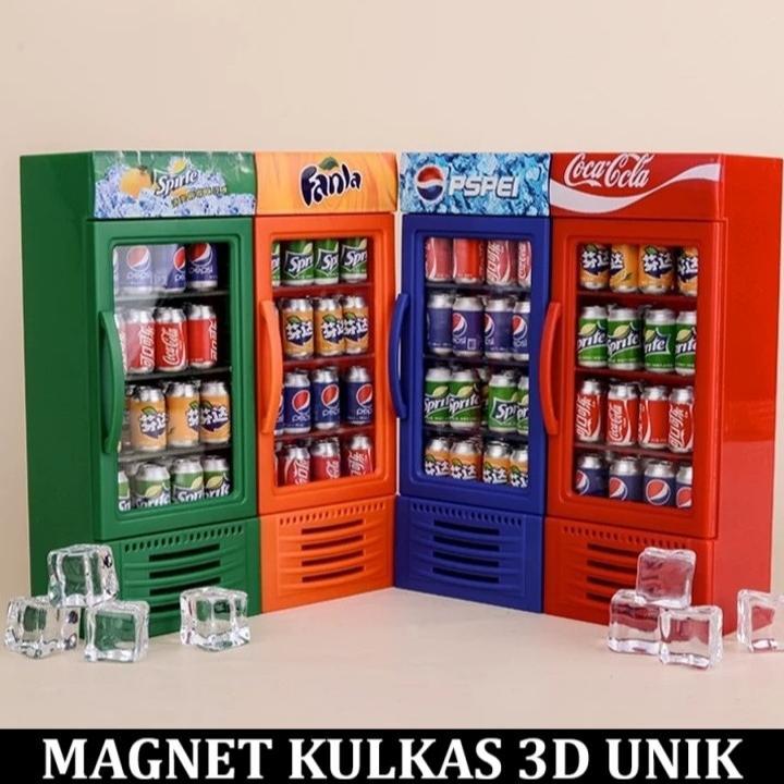 Magnet Kulkas Unik 3D Pepsi Coca Cola Fanta Orange Sprite Original Import Mini Refrigerator Magnetic