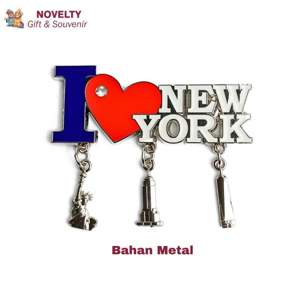 Souvenir Magnet Kulkas New York Metal Negara Amerika Usa