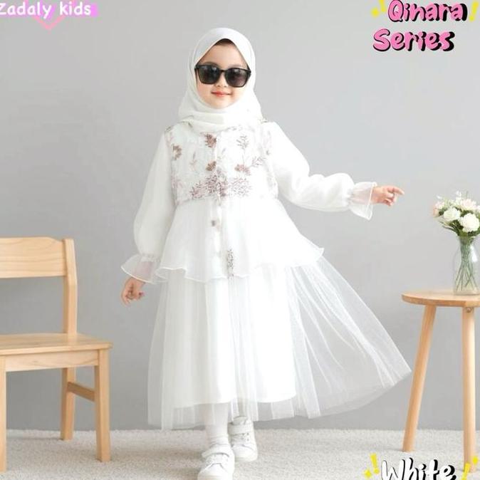 NEW READY QINARA SERIES,SET GAMIS ANAK + OUTER,GAUN ANAK LEBARAN,FASHION ANAK MUSLIMAH,GAMIS ANAK PE