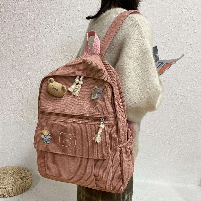 HOT SALE KINOKIMI - RANSEL WANITA CANTIK - RANSEL SEKOLAH - RANSEL CORDUROY - BACKPACK ANAK - TAS CE