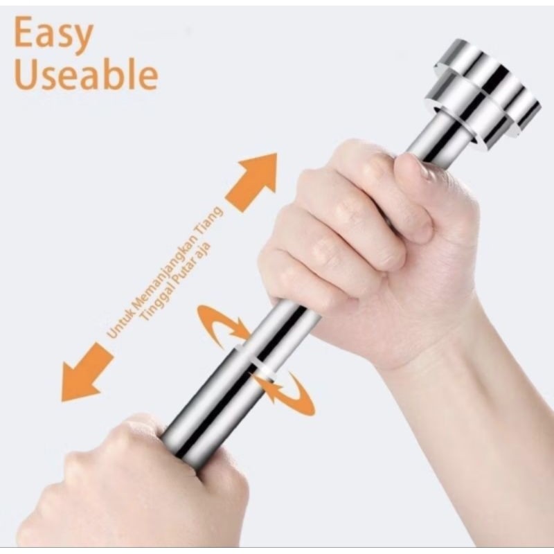 Tiang Gorden Fleksibel Stainless Steel Besi Tiang Jemuran Baju Portable Tanpa Paku