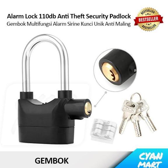 Gembok Besar Sirine Alarm Pagar Motor Serbaguna Anti Maling Alarm Padlock Security